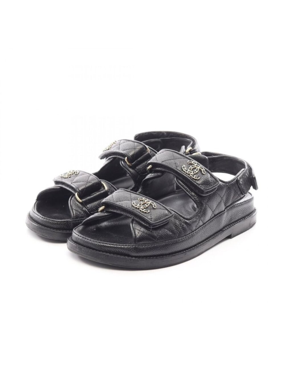 Chanel Sandals CC Logo Quilted Leather